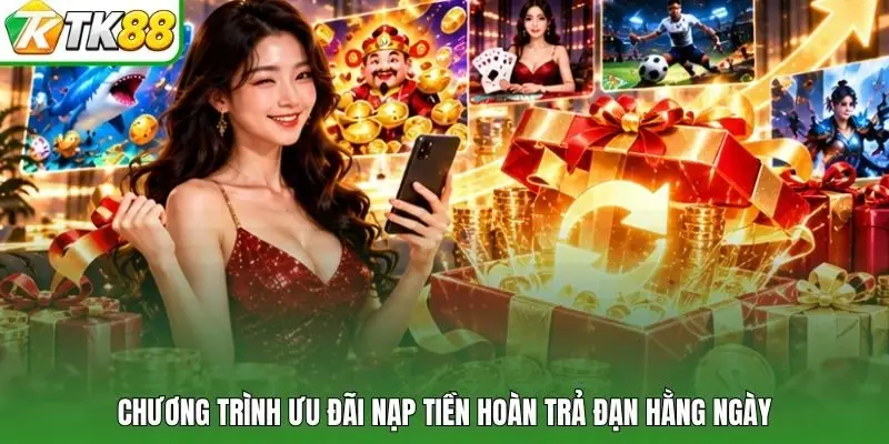 Chương trình ưu đãi nạp tiền hoàn trả hằng ngày tại TK88