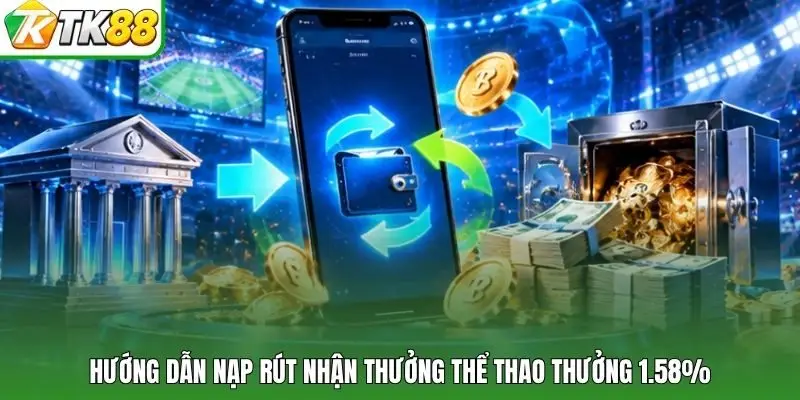 Hướng dẫn nạp rút nhận thưởng thể thao thưởng 1.58%